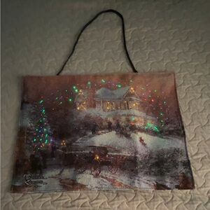 Thomas Kinkade Festive Tapestry with Multicolor Lights
